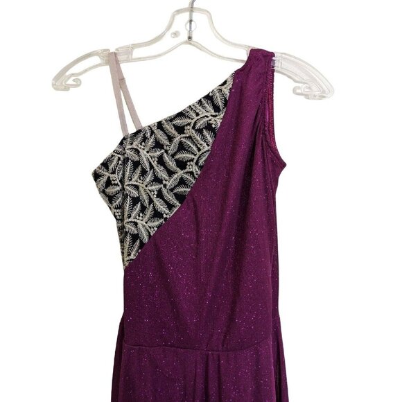 Vintage Dansco Costume Med Adult Dancer Skater Purple Sheer Sparkly One Shoulder - Picture 3 of 5